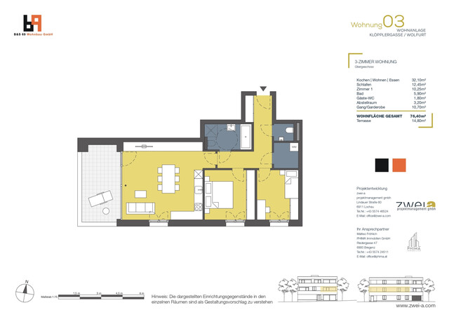 3-Zimmer Neubauwohnung in Wolfurt-Klöpplergasse mit Ferienwidmung