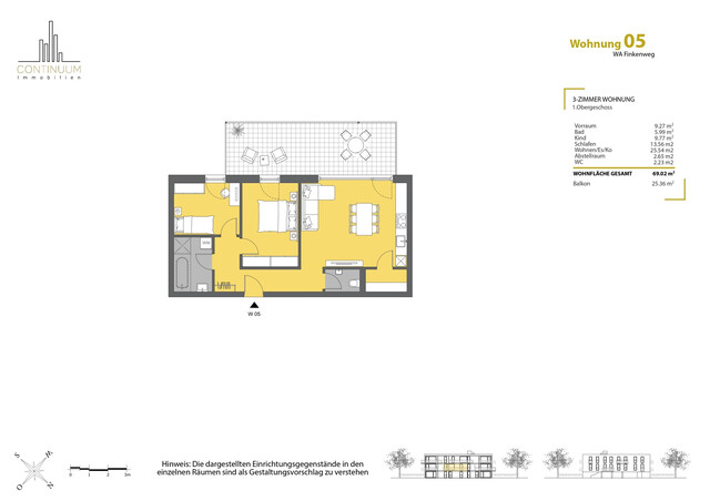 3- Zimmer Neubauwohnung in einer Sackgasse