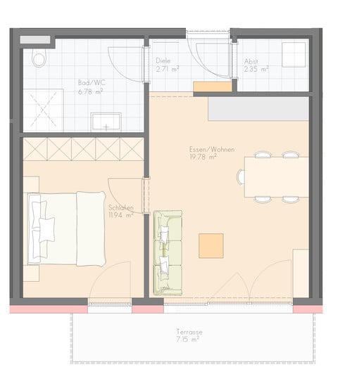 2-Zimmer-Gartenwohnung, TOP2, Kleinwohnanlage mit nur 9 Wohneinheiten im Hatlerdorf