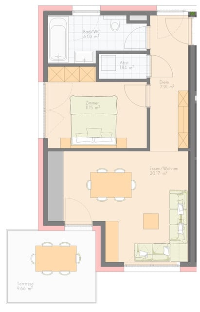 Großzügige 2-Zimmer-Terrassenwohnung, TOP 04, Kleinwohnanlage mit nur 9 Wohneinheiten im Hatlerdorf