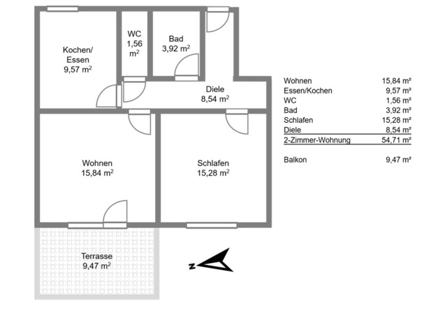 Ruhige 2-Zimmer-DG-Wohnung mit Traumblick, moderner Einbauküche & Tiefgarage