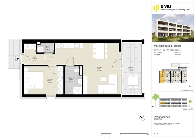 Neubauwohnung mit großer Terrasse und Tiefgaragenstellplatz in Altach