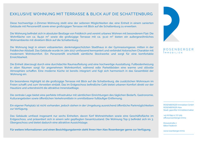 Exklusive Wohnung mit Terrasse & Blick auf die Schattenburg