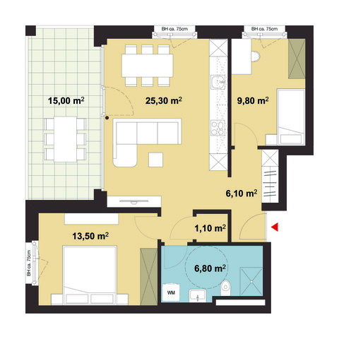 3-Zimmer-Terrassenwohnung | A06