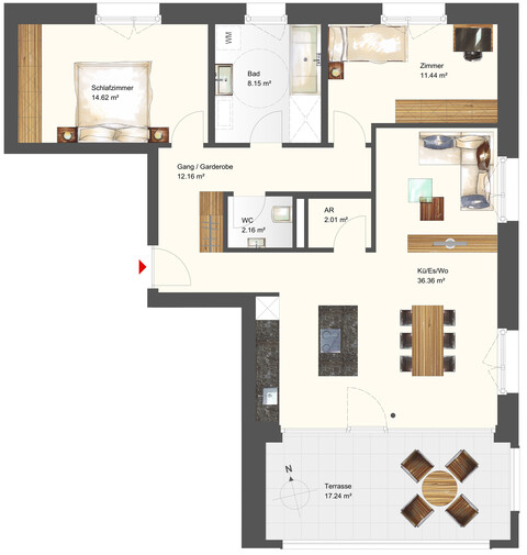 Modernes Wohnen an der Oberen Straße: 3-Zimmer-Wohnung Obergeschoss W03