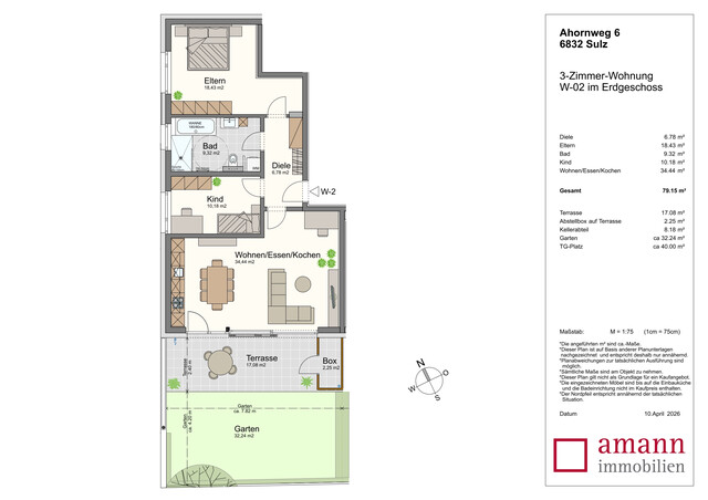 Attraktive 3-Zi-Gartenwohnung in Sulz in ruhiger Lage