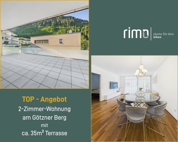 Charmante 2-Zimmerwohnung mit ca. 35 m² Terrasse am Götzner Berg