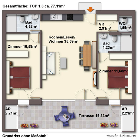 Exklusive 3 Zimmer Ferienwohnung mit 4* Niveau in Wald am Arlberg im Resort Zapfig-Living! 1.OG Top3