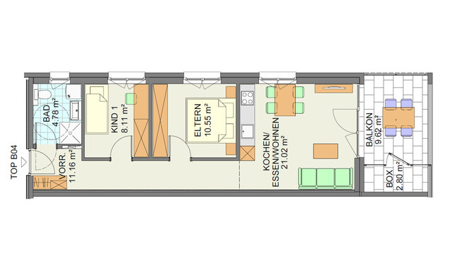 3-Zi-Wohnung mit Balkon in Altach zu vermieten!