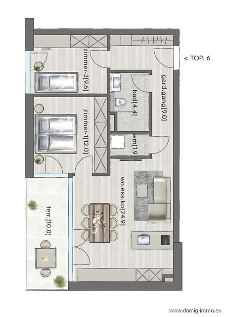 NEUBAU: Stilvolle 3 Zimmer Wohnung mit Tiefgarage und Lift | Haus 2 - TOP 6
