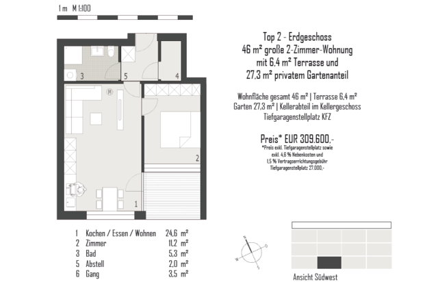 2-Zimmer Gartenwohnung in Au, Top3