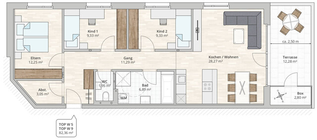 4-Zi-Dachgeschosswohnung TOP 9 in Feldkirch-Altenstadt, Rebbündten