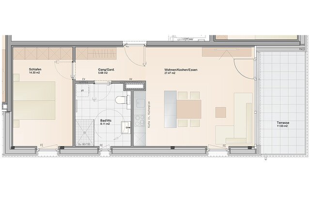 Baustart Frühjahr 2025: Schöne 2-Zimmer Terrassenwohnung mit hoher Wohnbauförderung (Top A02)