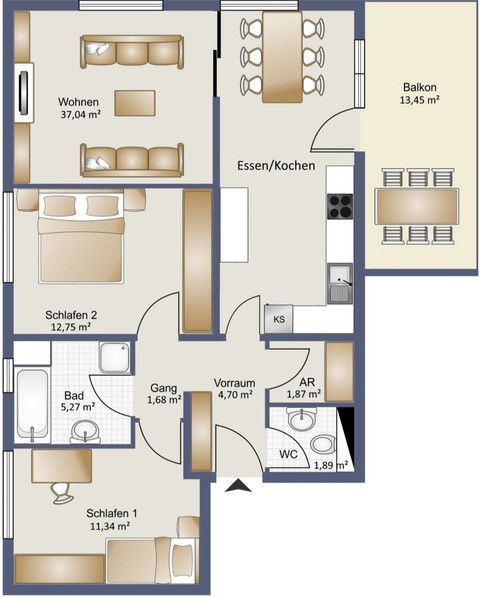 Zentrale 3-Zimmer-Wohnung mit sonniger Terrasse & Tiefgarage in Bregenz