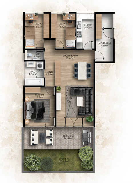 4-Zimmer-Wohnung mit Terrasse und Garten in Dornbirn