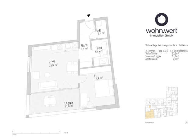 2-Zimmerwohnung am Jahnplatz inmitten von Feldkirch - Erstbezug - zu mieten - Top A2.7