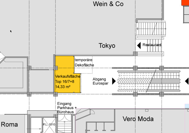 Kleines Geschäftslokal im Kaufhaus GWL in Bregenz, Super-Lage neu zu vermieten