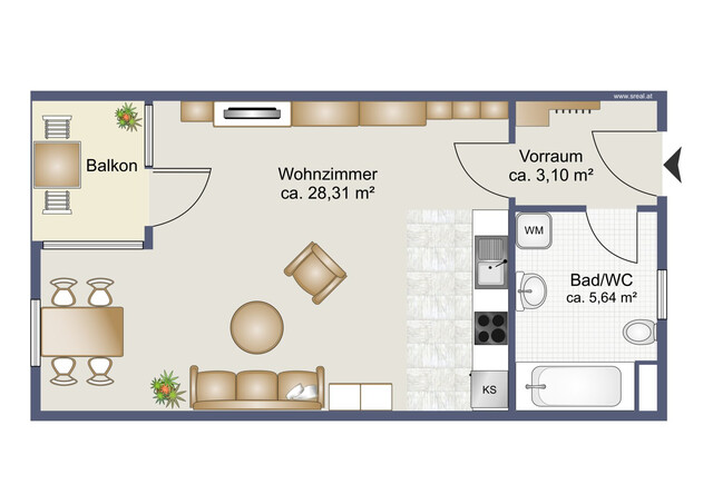 Schöne 1-Zimmer Wohnung mit Balkon in Fußach