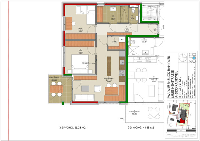 3- Zi Wohnung  Top 6 um mtl. € 1.250,-* inkl. Wohnbauförderung