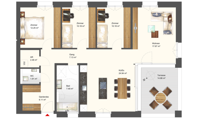 Wohnen in bevorzugter Lage! 4-Zimmer-Terrassenwohnung W05 in Wolfurt!