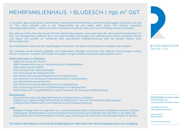 SONNIGES MEHRFAMILIENHAUS MIT GROSSEM GRUNDSTÜCK UND VIELSEITIGEN NUTZUNGSMÖGLICHKEITEN IN BLUDESCH