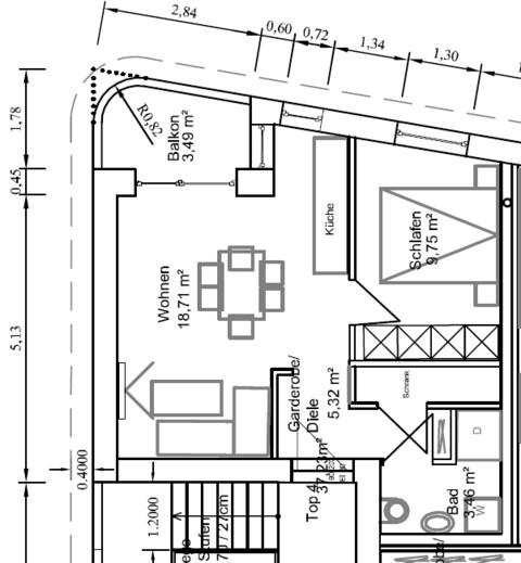 Neuwertige Zwei-Zimmer-Wohnung mit Balkon 