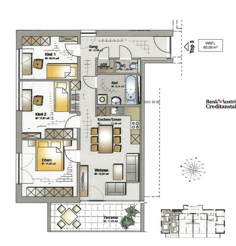 4-Zimmer | große Terrasse | Wohnküche | Lift