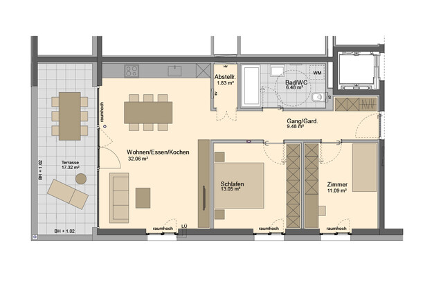 Bezugsfertig: 3-Zimmer Terrassenwohnung mit hochwertiger Ausstattung & Wohnbauförderung (Top A02)