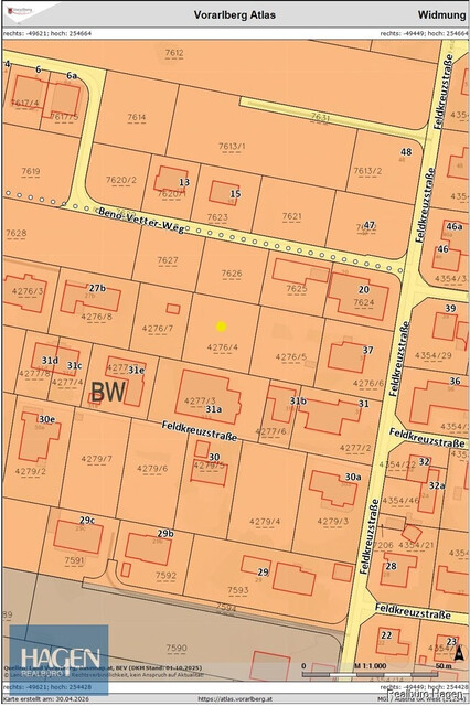 650 m² Bauparzelle in begehrter Wohnlage von Lustenau