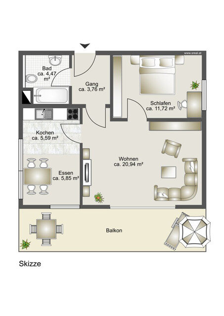 Gemütliche 2-Zimmer-Wohnung in Frastanz