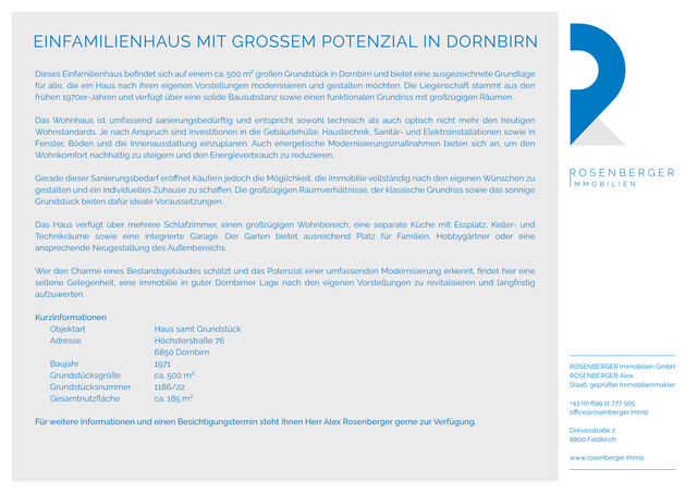     EINFAMILIENHAUS MIT POTENZIAL IN DORNBIRN   