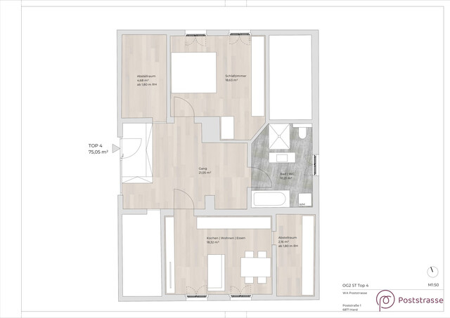 Exklusives 3-Zimmer-Penthouse mit riesiger Dachterrasse im Zentrum von Hard - Erstbezug!