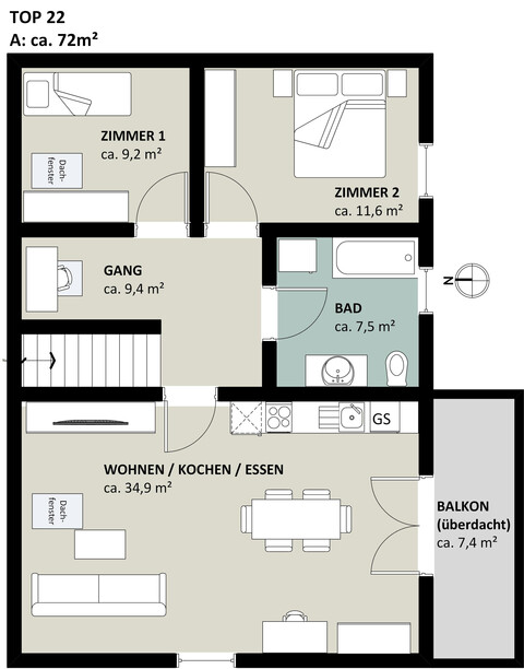 Gepflegte 3-Zimmer-Dachgeschosswohnung in Feldkirch