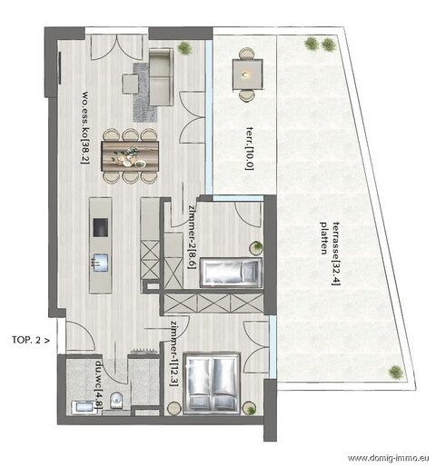 Provisionsfrei zur modernen 2 Zimmer Eigentumswohnung| Haus 1 - TOP 2