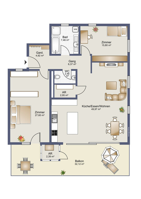 Exklusive 3-Zimmer-Wohnung mit Sonnenterrasse in Schwarzach