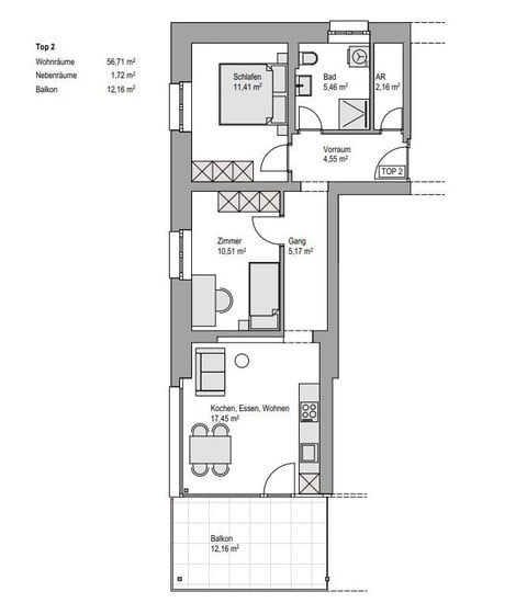 sonnige 3-Zimmerwohnung mit Balkon