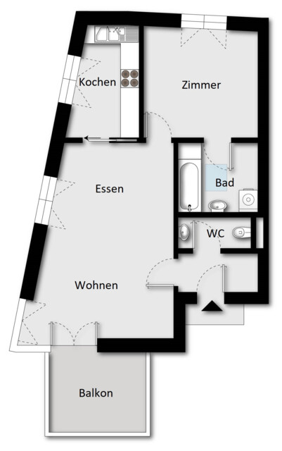 Zentral gelegene 2-Zimmer-Dachgeschosswohnung
