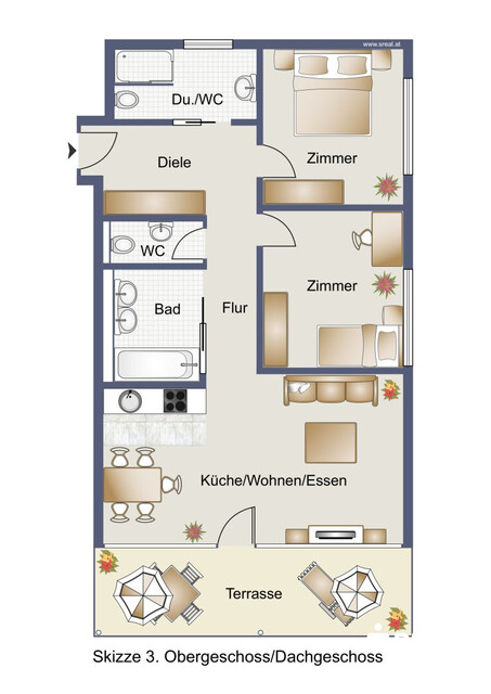 Investment oder Eigennutzung: Schöne 3-Zimmer Dachgeschosswohnung mit Terrasse