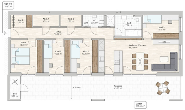 5-Zi-Gartenwohnung TOP 1 in Rankweil-Brederis, Wollgrasweg 4