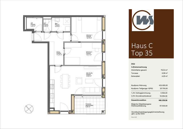 ATTRAKTIVE 3 ZIMMER-NEUBAUWOHNUNG IN SCHRUNS