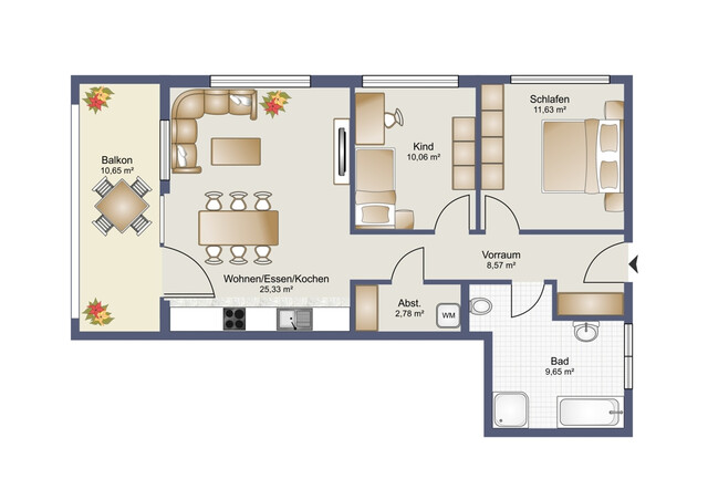 NEUBAU: Attraktive 3-Zimmer-Wohnung in Grenznähe