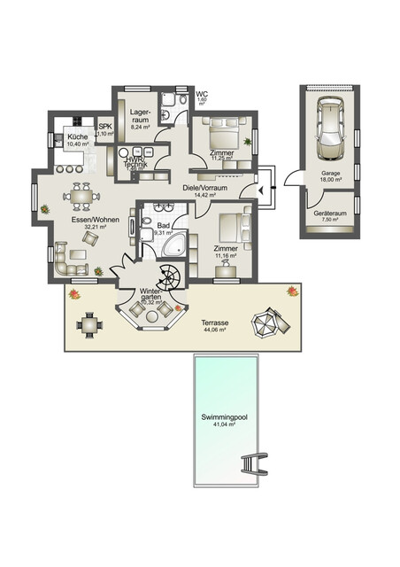 Mediterraner Bungalowtraum mit Pool