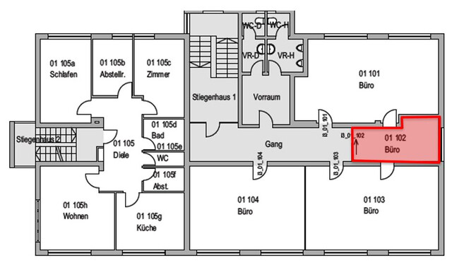 Mäder - Bürofläche im 1. OG mit ca. 12 m²