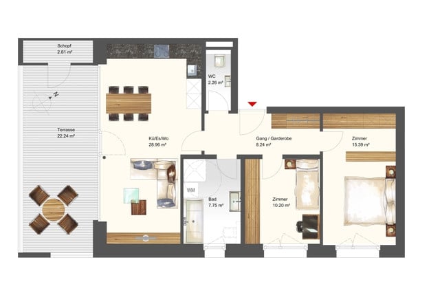 Naturnahes Wohnen! 3-Zimmer-Terrassenwohnung W03 in Hörbranz!