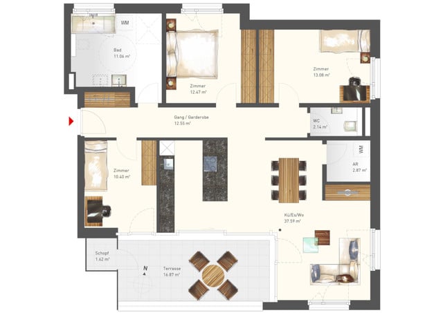 Wohnen im Grünen! BEZUGSFERTIGE 4-Zimmer-Dachgeschosswohnung W06 in Wolfurt!