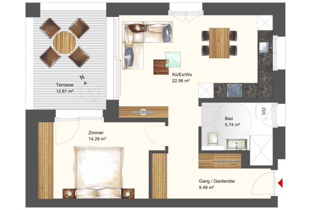 Wohnen in bevorzugter Lage! 2-Zimmer-Terrassenwohnung W14 in Wolfurt!