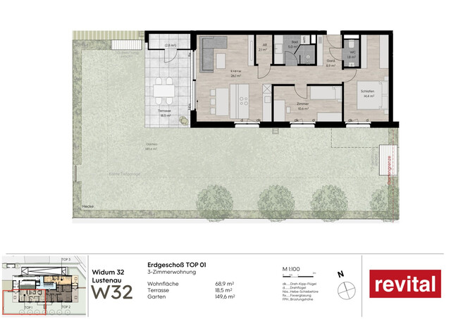 1A-Lage von Lustenau - Ruhige und Zentrale Gartenwohnung - Top 1
