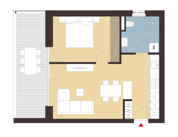 2-Zimmer-Terrassenwohnung im Dachgeschoss  | B14