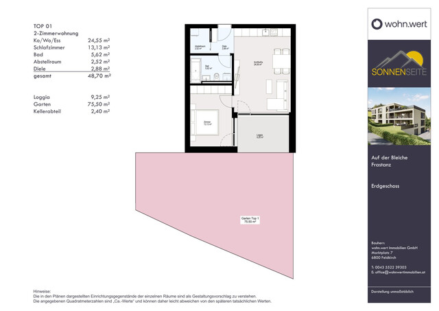 Wohnanlage "Sonnenseite" - Wunderbare 2-Zimmer-Gartenwohnung - Top 1