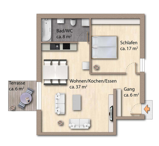 Zentrumsnahes Wohnen in Ruhelage: Komfortable 2 Zimmer Mietwohnung in Feldkirch